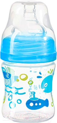 Бутылочка для кормления BabyOno Антиколиковая с широким горлышком / 402 (120мл, синий)