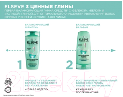 Бальзам для волос L'Oreal Paris Elseve балансирующий 3 Ценные Глины (400мл)