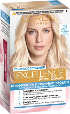 Крем-краска для волос L'Oreal Paris Color Excellence 01  (супер-осветляющий русый нат.)