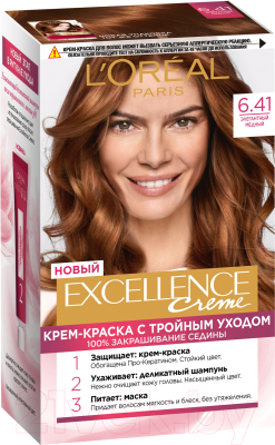 Крем-краска для волос L'Oreal Paris Color Excellence 6.41 (элегантный медный)