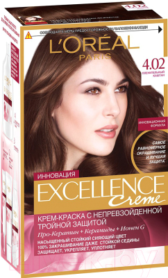 

Крем-краска для волос L'Oreal Paris, Шатен, Color Excellence 4.02