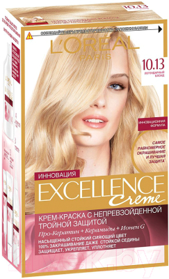 

Крем-краска для волос L'Oreal Paris, Блонд;русый, Color Excellence 10.13