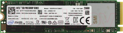 SSD диск Intel Pro 6000p 256GB (SSDPEKKF256G7X1)