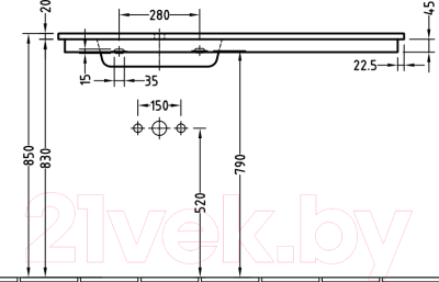 Умывальник Villeroy & Boch Next 2U 120.3x49 B014-C0-01