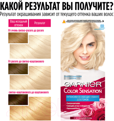 Крем-краска для волос Garnier Color Sensation Е0 (обесцвечивающая суперблонд)