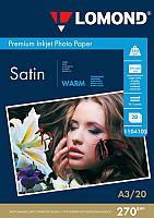 Фотобумага Lomond A3, 270 г/м, 20 л. / 1104103 (атласная тепло-белая) - 