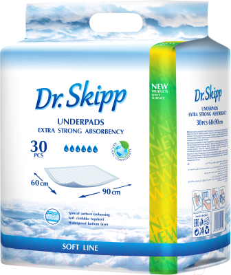 Набор пеленок одноразовых детских Dr.Skipp С суперабсорбентом впитывающие 60x90 (30шт)