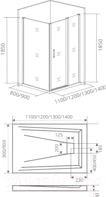 Душевой уголок Good Door Latte WTW-110-C-WE + SP-90-C-WE