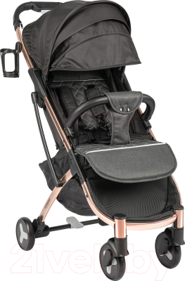 Детская прогулочная коляска Sundays Baby S600 Plus (бронзовя база, черный/светло-серый)