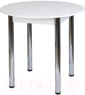 Обеденный стол FORT Круглый 90-120x90x75 (белое дерево/хром)
