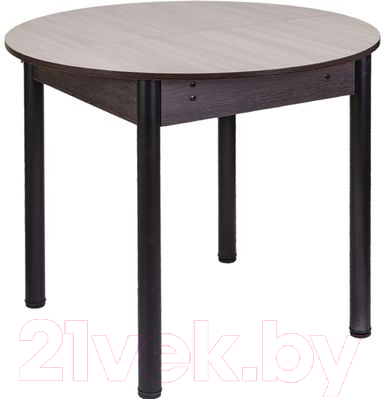 Обеденный стол FORT Круглый 90-120x90x75 (шимо светлый/черный)
