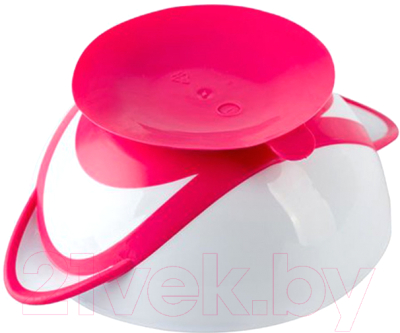 Набор посуды для кормления BabyOno Миска с присоской и ложкой 6м+ / 1063 (розовый)