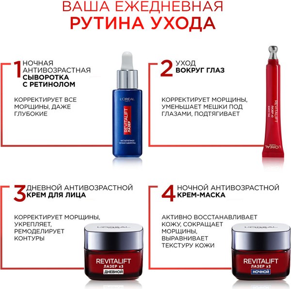 Крем для лица L'Oreal Paris Dermo Expertise Revitalift Лазер x3 регенерирующий глубокий уход (50мл)