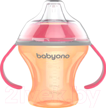 Поильник BabyOno Natural Nursing c мягким носиком 6м+ / 1456 (оранжевый)