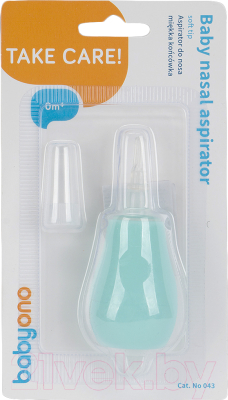 Аспиратор детский BabyOno Для носа с пластиковым наконечником 043 (бирюза)