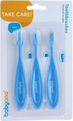 Набор зубных щеток для новорожденных BabyOno 3м+ / 566 (3шт, голубой)