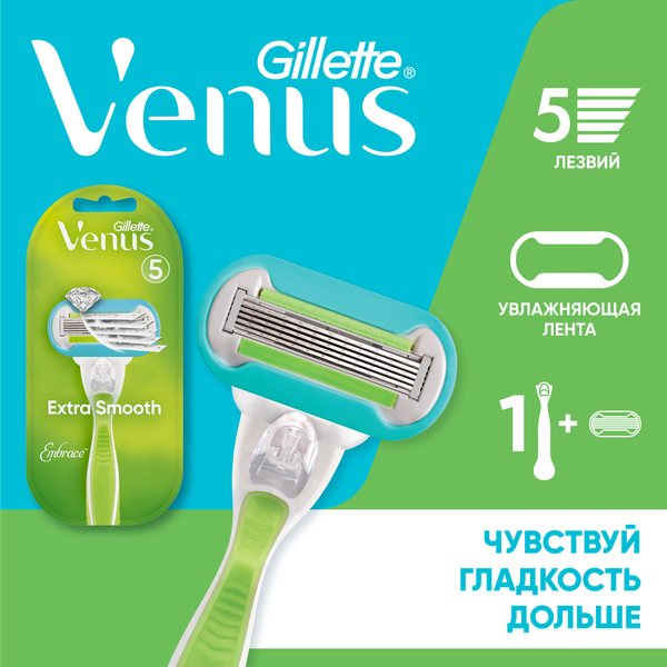 Бритвенный станок Gillette Venus Embrace Sensitive (+ 1 кассета)