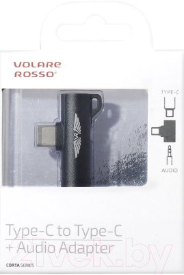 Адаптер Volare Rosso Corta series Type-C / Type-C +3.5mm (черный)