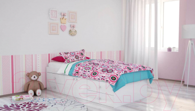 Односпальная кровать Polini Kids Simple 3150 с 4 ящиками (белый)