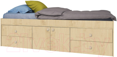Односпальная кровать Polini Kids Simple 3100 с 4 ящиками (дуб)