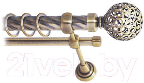 Карниз для штор Lm Decor Ажур 095 2р витой 25/16мм (антик, 4м)
