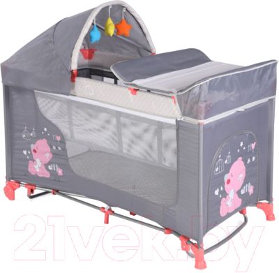 Кровать-манеж Lorelli Moolight Rocker Pink Grey My Baby (10080421878)