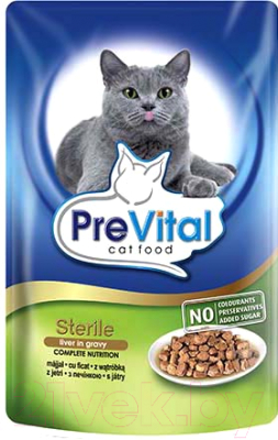 Влажный корм для кошек Prevital Sterile с печенью (100г)