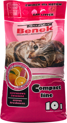 Наполнитель для туалета Super Benek Compact Цитрусовая Свежесть (10л)