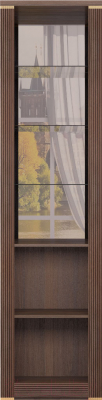 Шкаф-пенал с витриной Ижмебель Париж 9 (дезире темный/орех натуральный глянец)