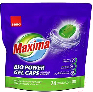 Капсулы для стирки Sano Maxima Laundry Gel Bio Capsules (16шт)