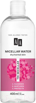 

Мицеллярная вода AA, Tri-Micellar Technology для нормальной и сухой кожи