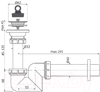 Сифон Alcadrain A412-DN40 S (с решеткой)