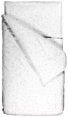 Комплект постельный для малышей Martoo Comfy B / CMB-P-3-GWS (поплин, серые звезды на белом)