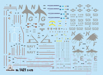 Сборная модель Italeri Боевой беспилотный летательный аппарат X-47B 1:72 / 1421