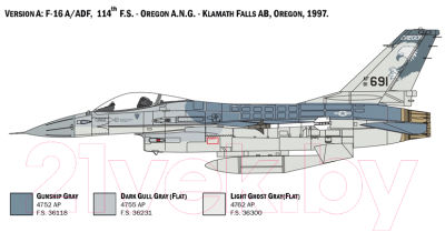 Сборная модель Italeri Американский истребитель F-16A Fighting Falcon 1:48 / 2786