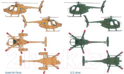 Сборная модель Italeri Легкий многоцелевой вертолет AH-6 Night Fox 1:72 / 017