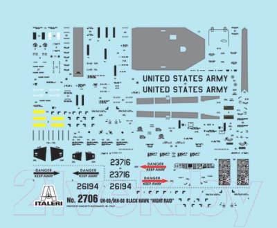 Сборная модель Italeri Вертолет UH-60/MH-60 Night Raid 1:48 / 2706