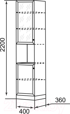 Шкаф-пенал с витриной Ижмебель Брайтон 3 левый (ясень асахи)