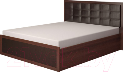 Двуспальная кровать Ижмебель Аргентина 16 с ПМ 160 (дуб тортона темный/экокожа)
