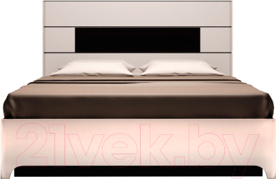 Двуспальная кровать Ижмебель Танго 5 с ПМ 160 (белый снег/белый гладкий глянец)