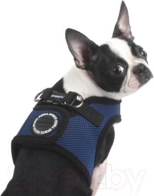 Шлея-жилетка для животных Puppia Soft Vest / PAHA-AH305-RB-M (синий/черная окантовка)