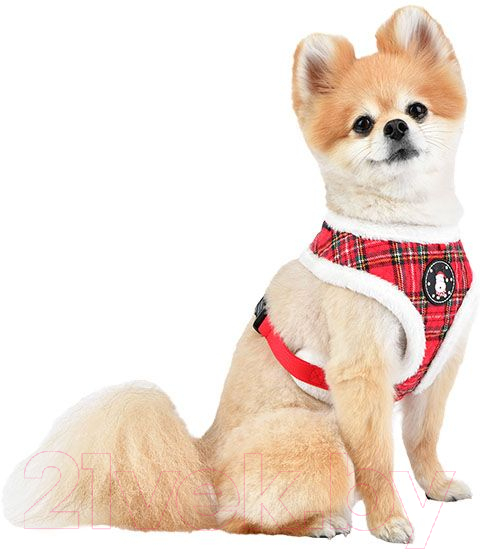 Шлея-жилетка для животных Puppia Blitzen-A / PAQD-AC1470-CR-L (красный/клетка) — фото 4