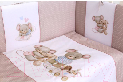 

Комплект постельный в кроватку Lappetti, Little Mouse 6 предметов / 6071