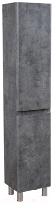 Шкаф-пенал для ванной Аква Родос Акцент R / ОР0002361 (с корзиной, серый мрамор, напольный)