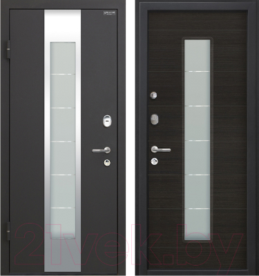 Входная дверь МеталЮр М35 Черный бархат/эковенге (96x205, левая)