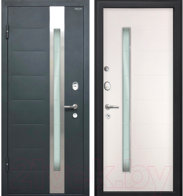 Входная дверь МеталЮр М36 Серый металлик/белый малибу (96x205, левая)