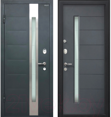 Входная дверь МеталЮр М36 Серый металлик/антрацит (96x205, левая)