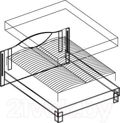 Каркас кровати МСТ. Мебель Белла №2.2 1.4 (с подсветкой рамух белый)