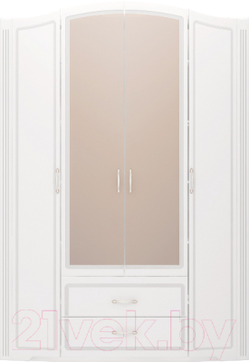 Шкаф Ижмебель Виктория 2 с зеркалом (белый глянец с порами/белая глянцевая пленка)