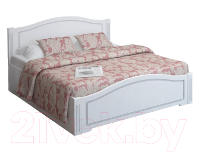 Двуспальная кровать Ижмебель Виктория 5 с ПМ 160 (белый глянец с порами/белая глянцевая пленка)